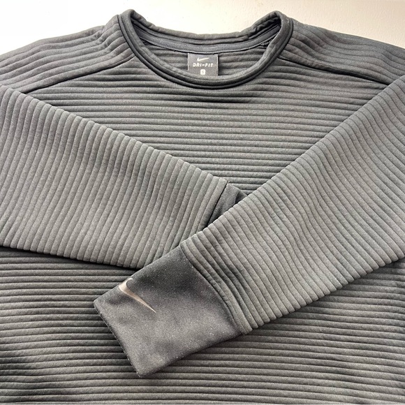 Nike Dri-FIT Ribbed Crewneck Sweatshirt Black Just Do It Logo Women’s S - Picture 5 of 9